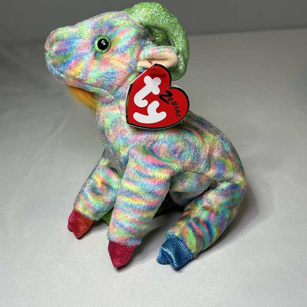 Ty Zodiac Goat Capricorn Beanie Baby Rainbow Colored 2000 Tie Dye MWMTs‎ Retired
